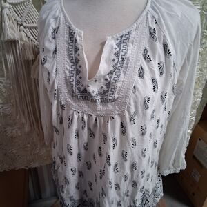 Vintage America White and Black Paisley Tank Top